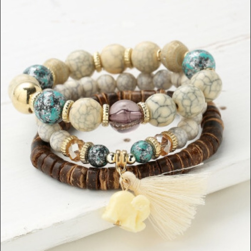 4 SETS White Tassel Bracelets